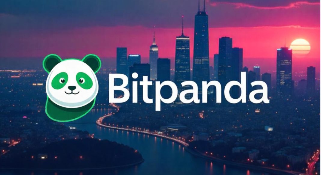 a city with a river and a bitpanda